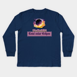 Pennsylvania State Erie PA USA Totality April 8, 2024 Total Solar Eclipse Kids Long Sleeve T-Shirt